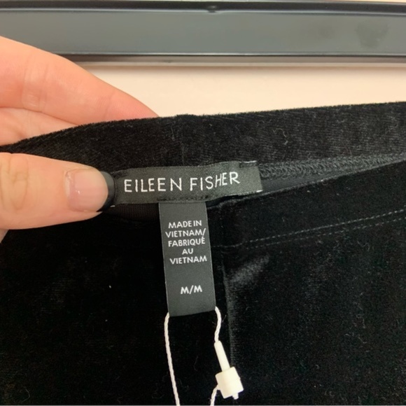NWT New Eileen Fisher Black Ankle Length Slim Fit Stretch Velvet Knit Leggings - Picture 6 of 7